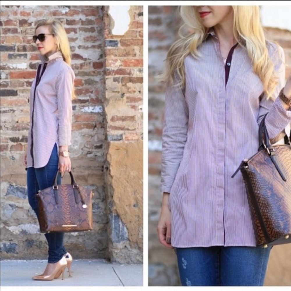 J.Crew Endless Stripe Button Down Tunic Shirt